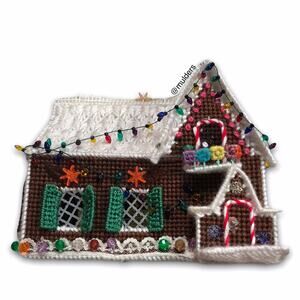 Vintage Needlepoint Handmade Christmas House Decor